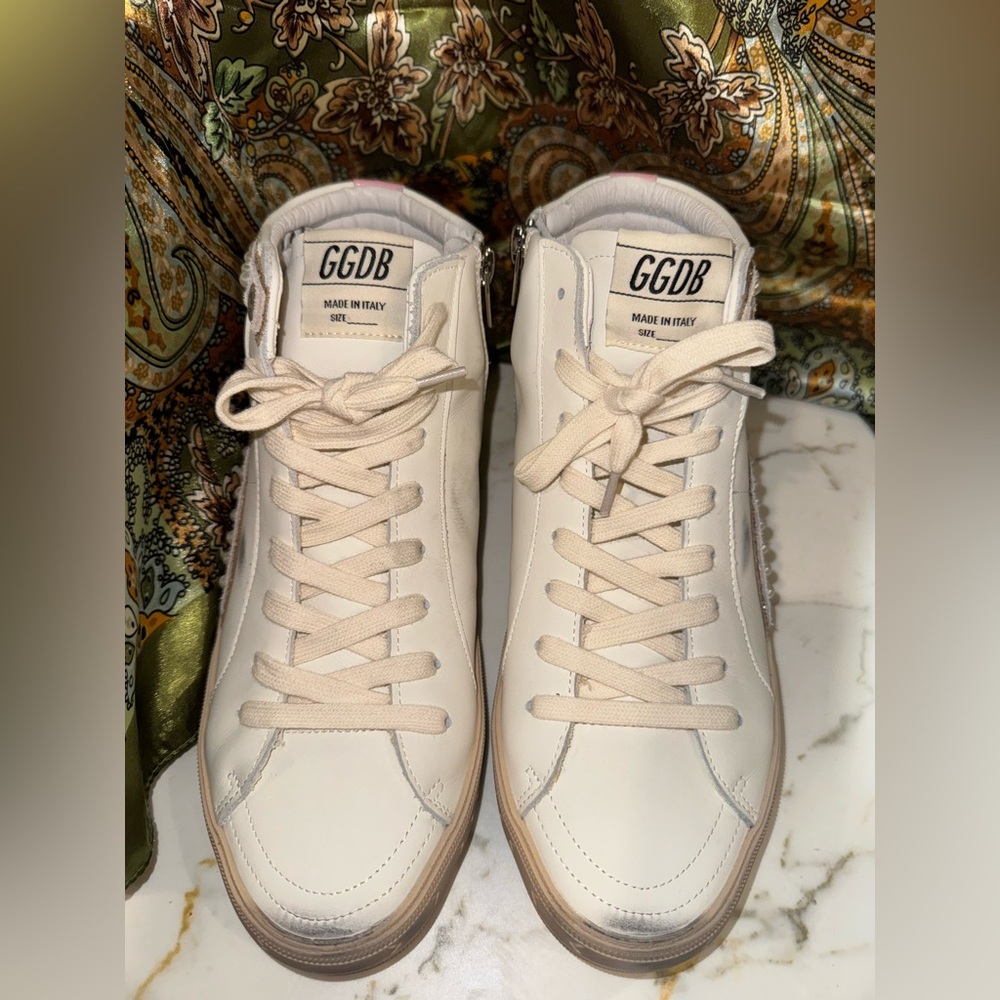 Golden Goose Pearl sneakers with sparkles and pink accent
